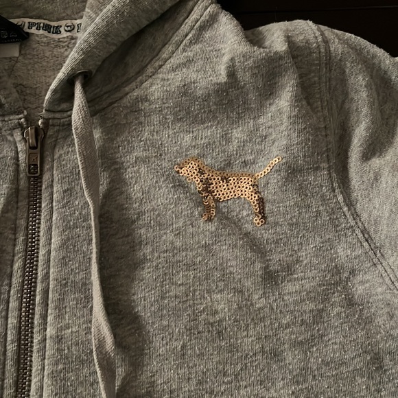 Pink Zippered Hoodie with animal print heart on the back - Picture 3 of 10